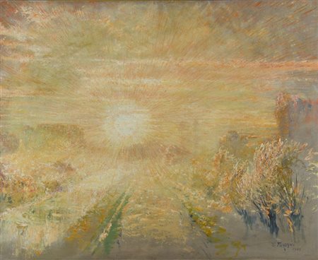 Giuseppe Furlani 1888-1957 "Paesaggio giallo" cm. 72x90 - olio su cartone...
