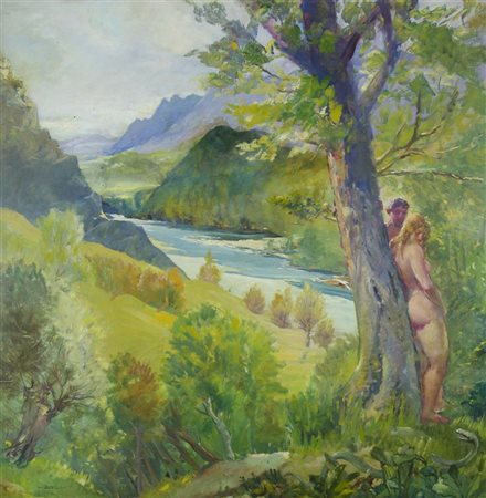 Ferdinando Noulian Trieste 1891-1984 "Tentazione" cm. 120x120 - olio su...