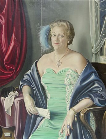 Gregorio Sciltian 1900-1985 "Gentildonna in poltrona" cm. 110x86 - olio su...