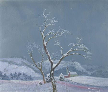 Vito Timmel Vienna 1886-Trieste 1949 "Inverno" cm. 60x73 - tecnica mista...