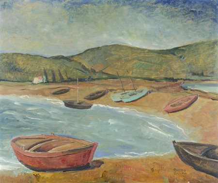 Romeo Daneo Trieste 1901-1976 "Piccolo porto" cm. 53x64 - olio su tavola...