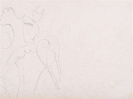 OSVALDO LICINI (1894 - 1958) Angelo ribelle matita su carta intelata, cm...