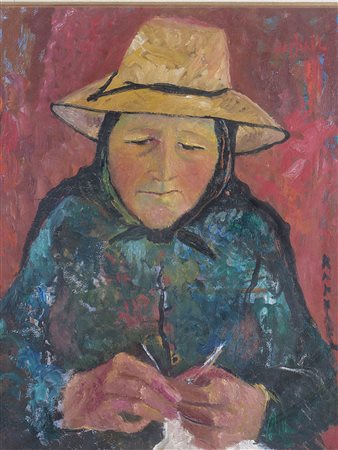 ANTONIETTA RAPHAEL (1895 - 1975) Donna di Formentera olio su tavola, cm 46x36...