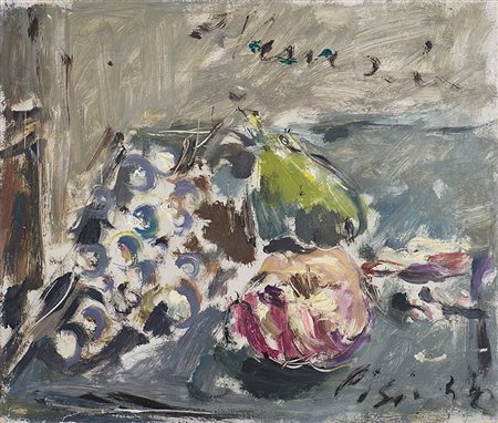 FILIPPO DE PISIS (1896 - 1956) Natura morta con uva, 1944 olio su cartoncino,...