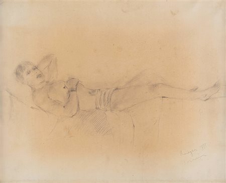 FILIPPO DE PISIS (1896 - 1956) Roger III matita su carta intelata, cm 33 x...