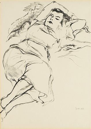 GEORGE GROSZ (1893 - 1959) Ritratto di Eva Grosz, 1937 china su carta, cm...