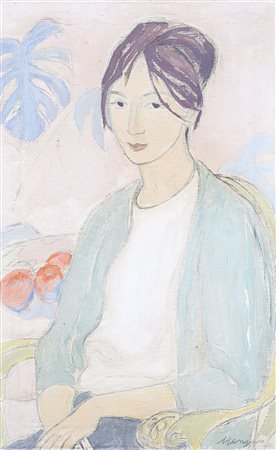 FRANCESCO MENZIO (1899 - 1974) Ritratto tecnica mista su tela, cm 80x50...