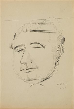 MARINO MARINI (1901 - 1980) Autoritratto su carta, 1937 grafite su...