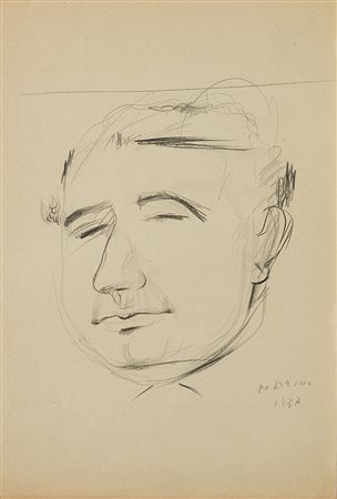 MARINO MARINI (1901 - 1980) Autoritratto su carta, 1937 grafite su...