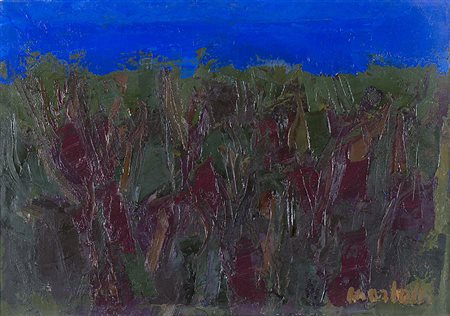 ENNIO MORLOTTI (1910 - 1992) Vegetazione, 1964 olio su tela, cm 34,5x50...