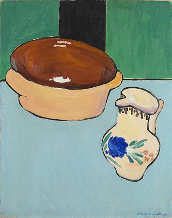 ALBERTO MAGNELLI (1888 - 1971) Natura morta con brocca, 1914 olio su tela, cm...
