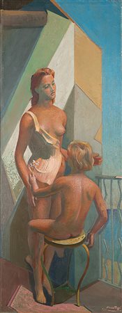 MARIO TOZZI (1895 - 1979) La Margherita, 1950 olio su tela, cm 174x68 Firmato...