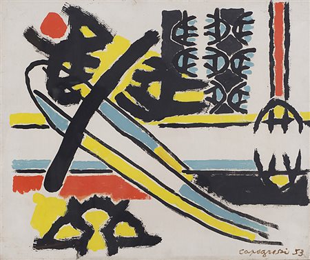 GIUSEPPE CAPOGROSSI (1900 - 1972) Superficie 29, 1953 olio su tela, cm 38x45...