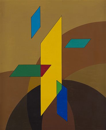 LUIGI VERONESI (1908 - 1998) Costruzione R/ olio su tela, cm 60x50 Tracce di...