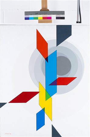 LUIGI VERONESI (1908 - 1998) Costruzione R8, 1986 olio su tela, cm 100x80...