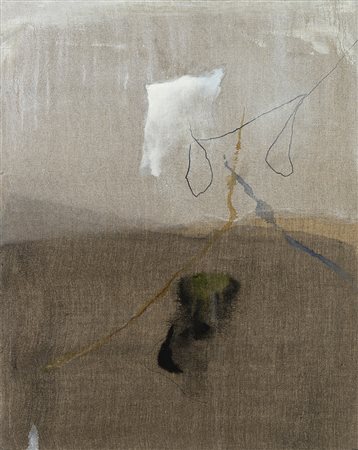 MARIO RACITI (1934) Presenze, 1977 tecnica mista su tela, cm 49x39 Titolato e...