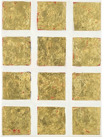 REMO BIANCO (1922 - 1988) Tableau doré, anni '70 tecnica mista e foglia d'oro...