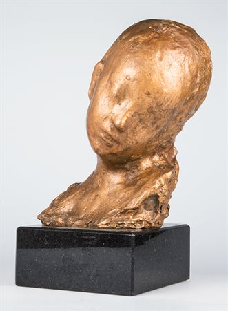 Medardo Rosso (1858-1928) Bambino malato Bronzo dorato, marmo nero Statua:...
