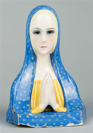 Manifattura Lenci, 1934 (?) Madonna Porcellana invetriata 20,2x11x10 cm