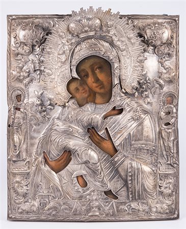 Iconografo russo e argentiere AB, XVIII secolo Madre di Dio di Vladimir...