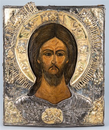 Iconografo della russia centrale e argentiere russo Cristo Pantocrator, XIX...