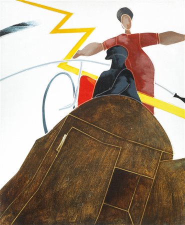 Emilio Tadini OLIMPO acrilici su tela, cm 46x38 sul retro: firmato e titolato...