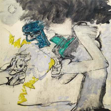 Valerio Adami COMPOSIZIONE olio su tela, cm 99x99 datato sul retro: firmato e...