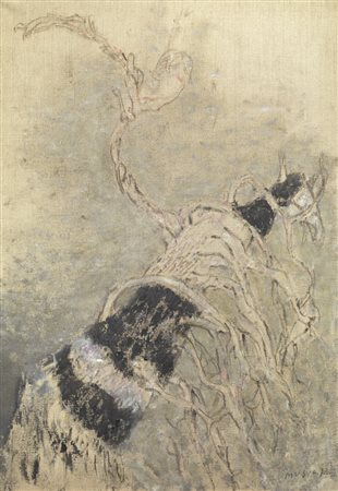 Zoran Music MOTIF VEGETAL acrilico su tela, cm 93x65 firmato e datato sul...