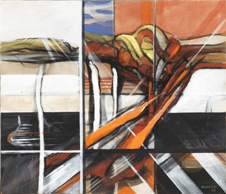Walter Valentini COMPOSIZIONE olio su tela, cm 60x70 firmato e datato...