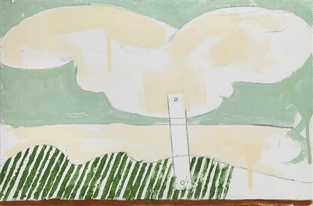 Mario Schifano SENZA TITOLO smalto e grafite su tela, cm 40x60 sul retro:...