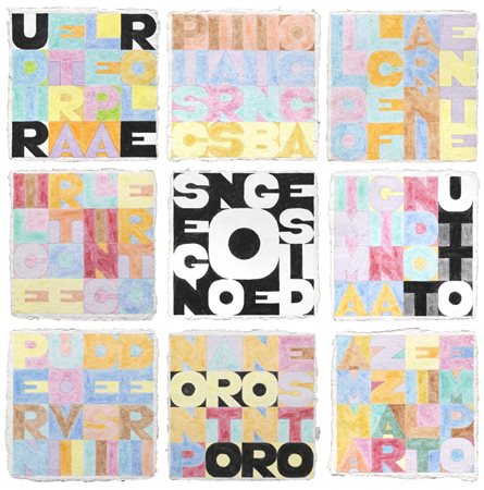 Alighiero Boetti NOVE QUADRATI (PROTOTIPO) acquerello e matita su carta fatta...