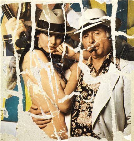 Mimmo Rotella COMPOSIZIONE de´collage applicato su cartone, cm 24x23 sul...