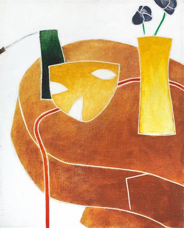 Emilio Tadini NATURA MORTA acrilico su tela, cm 40x33 sul retro: firmato e...