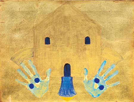 Bruno Ceccobelli CASA KOS OVA olio su tela, cm 45x60 sul retro: firmato,...