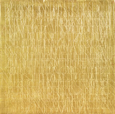 Guido Peruz GENESI incisione e doratura su tavola, cm 28,5x28,5 sul retro:...