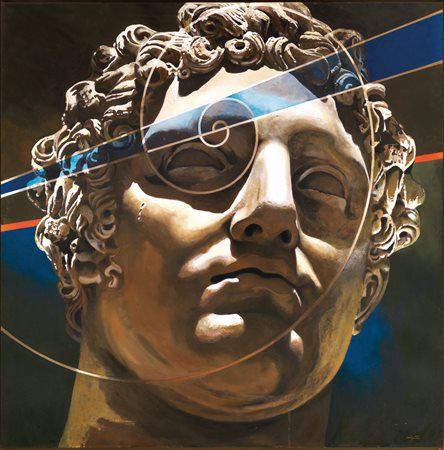 Laura Migotto HERCULES olio su tela, cm 110x110 sul retro: firmato eseguito...