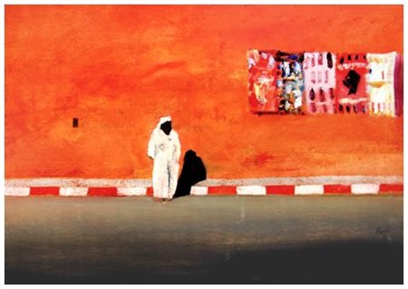 SALVATORE MAGAZZINI 1955 Figura arabat Olio su tavola 50 x 70. Firma in b. a...