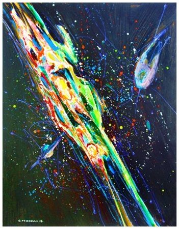 GENNARO PENNELLA 1938 Corpo celeste 1978 Olio su faesite 50 x 40. Firma e...