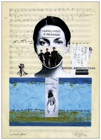 LUC FIERENS 1961 Postreali by score 2004 T.m. e collage su carta 37 x 27,5....