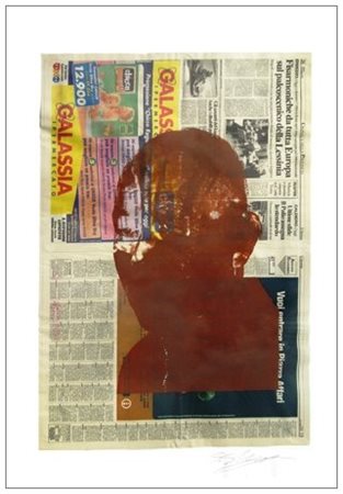 SHOZO SHIMAMOTO 1928 Senza titolo 1999 Pittura su carta di giornale 100 x 70....