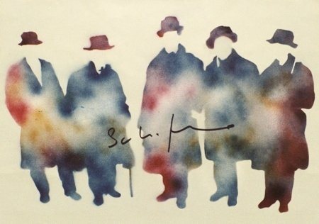 MARIO SCHIFANO a firma di RECUPERO CREDITI Futurismo 1980 ca. Smalto su tela...