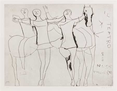 Marino Marini Pistoia 1901 - Viareggio (Lu) 1980 Giocolieri, 1973 Acquaforte...