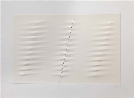 Agostino Bonalumi Vimercate (Mi) 1935 - Milano 2013 Bianco Incisione a secco...