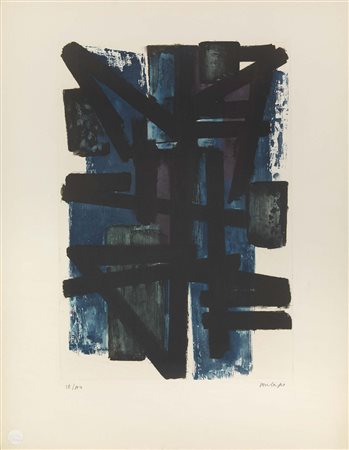 Pierre Soulages Rodez 1919 Eau-forte I, (1952) Acquaforte e acquatinta, es....