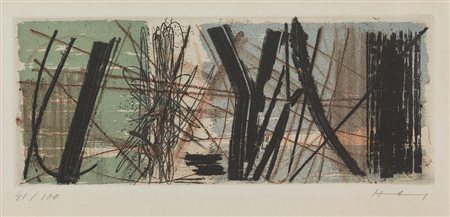 Hans Hartung Lipsia 1904 - Antibes 1989 2, 1953 Acquaforte a colori su rame,...