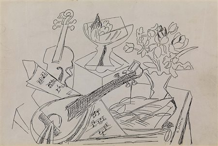 Gino Severini Cortona (Ar) 1883 - Parigi 1966 Natura morta con strumenti...
