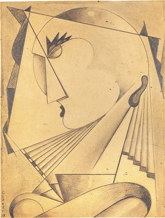 Carlo Corsi Nizza 1879 - Bologna 1966 Donna allo specchio, 1958 Matita su...