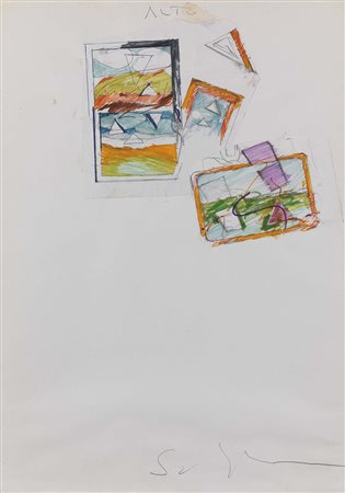 Mario Schifano Homs 1934 - Roma 1998 Senza titolo Tecnica mista su carta, cm....