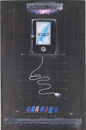 Fabrizio Plessi Reggio Emilia 1940 Intervento, anni Settanta Olio su tela,...