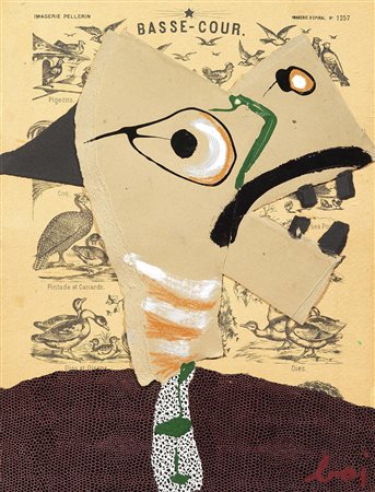 Enrico Baj Milano 1924 - Vergiate (Va) 2003 Basse-cour, 1961 Olio e collage...